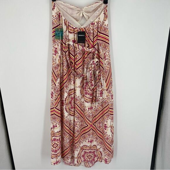 Forever 21 Women’s Strapless Geometric Paisley Print Maxi Dress size S - Picture 3 of 4